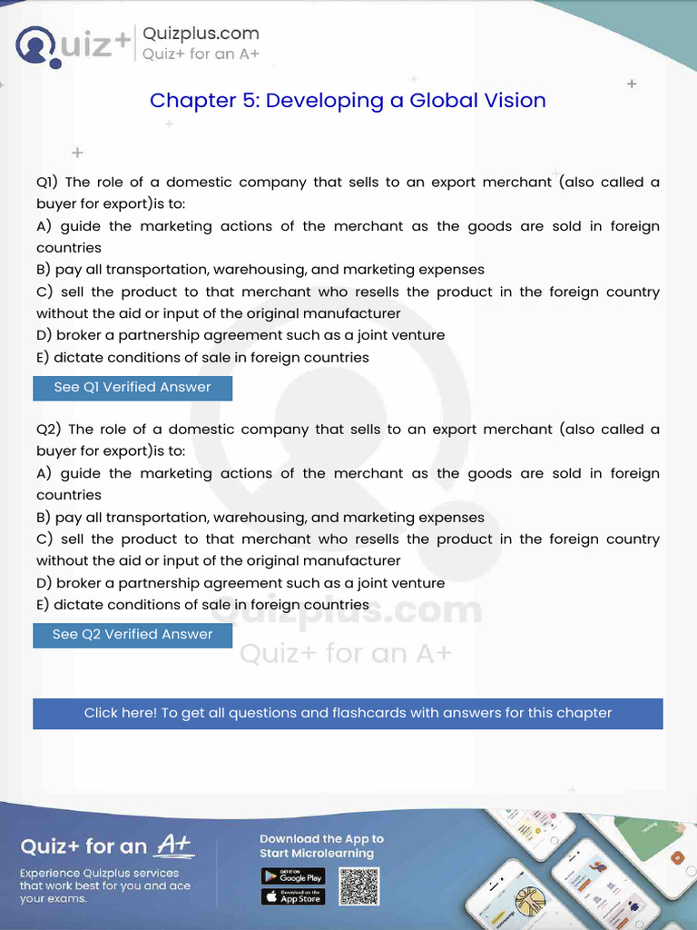The Role of A Domestic Company That Sells To An Export Merchant Also ...