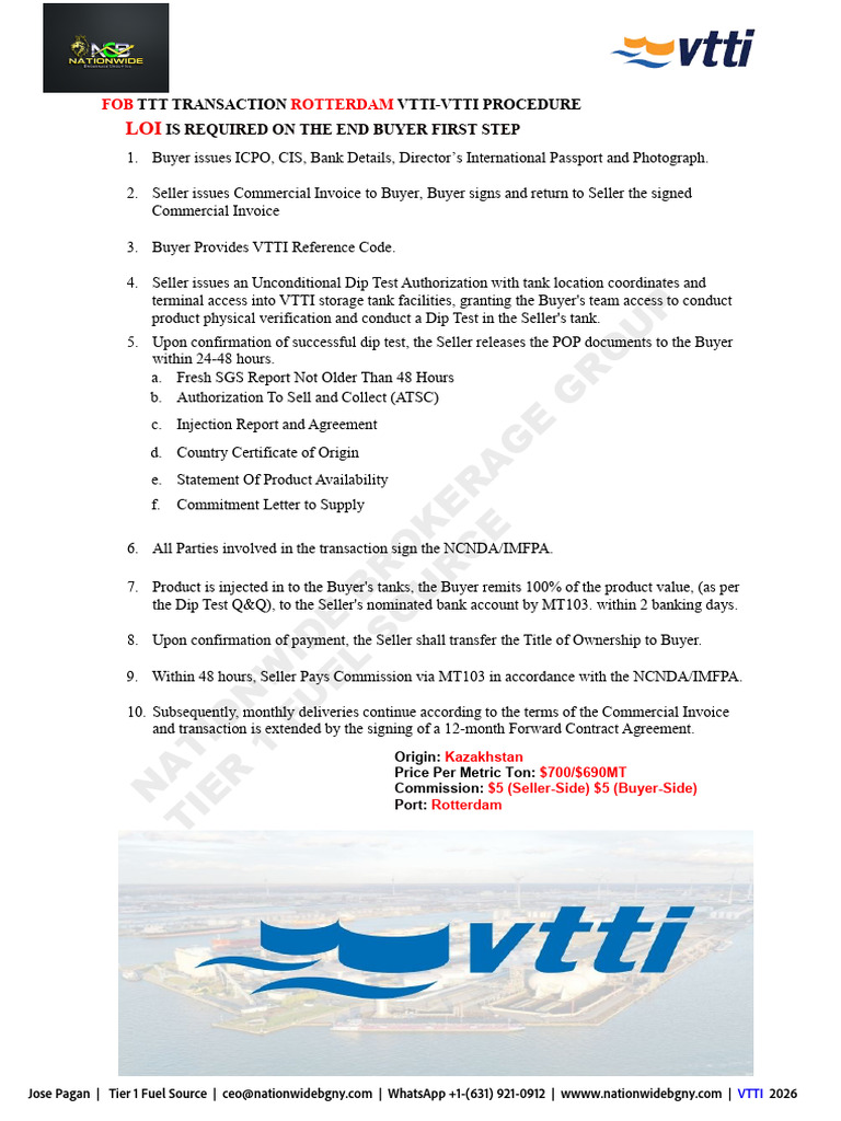NBG - Vtti To Vtti Procedure Rotterdam 2026 | PDF | Invoice