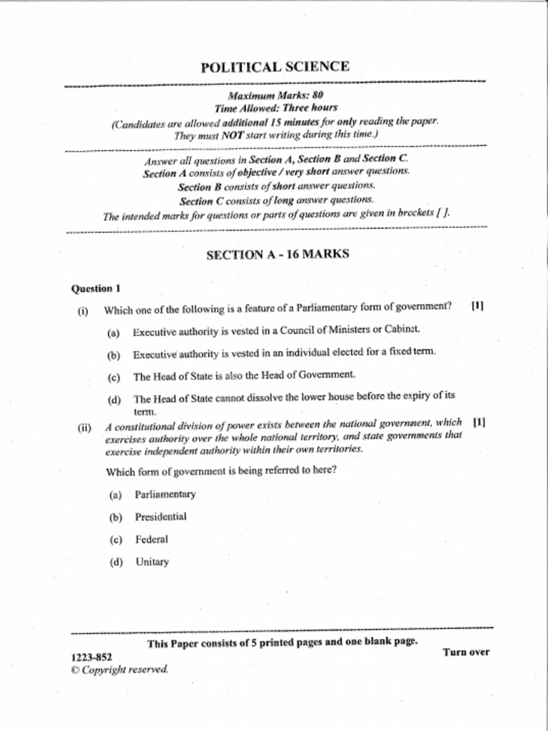 Political Science Revision Paper | PDF