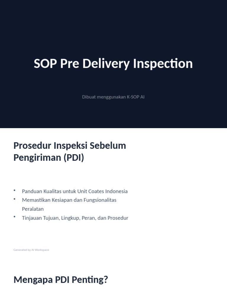 Sop Pre Delivery Inspection | PDF