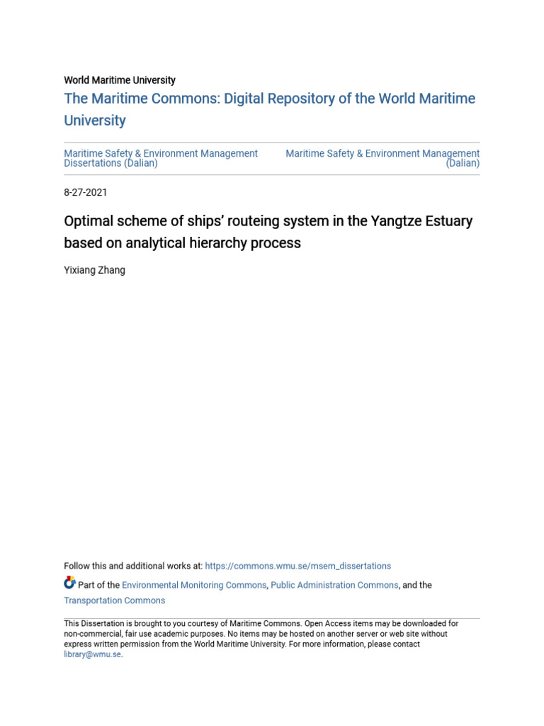 Optimal Scheme of Ships - Routeing System in The Yangtze Estuary B | PDF
