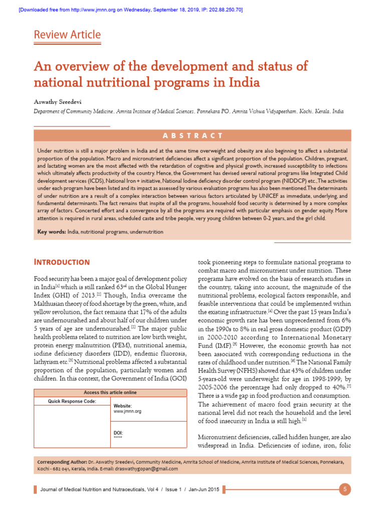 An Overview of The Development and Statu | PDF | Malnutrition | Human ...