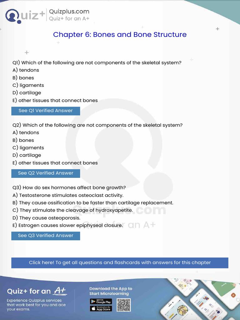 Which of The Following Are Not Components of The Skeletal System | PDF