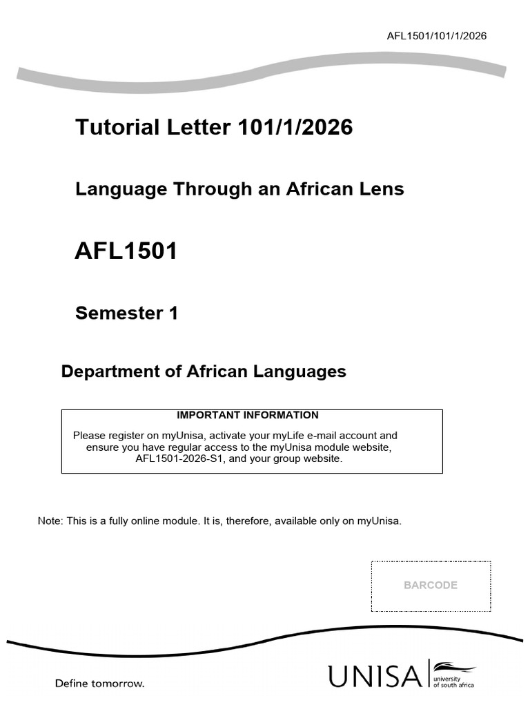 Tutorial Letter 101/1/2026: Language Through An African Lens | PDF