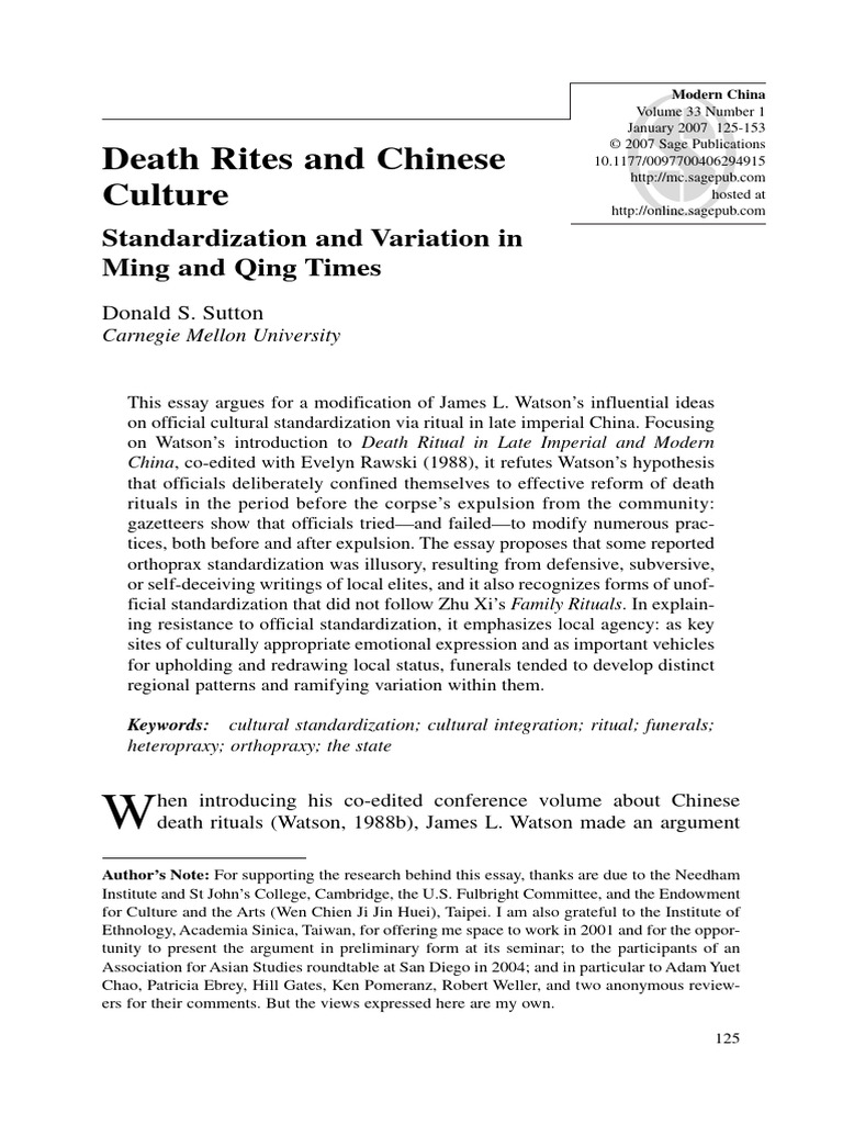 Death Rites and Chinese Culture | PDF | Rituals | Funeral