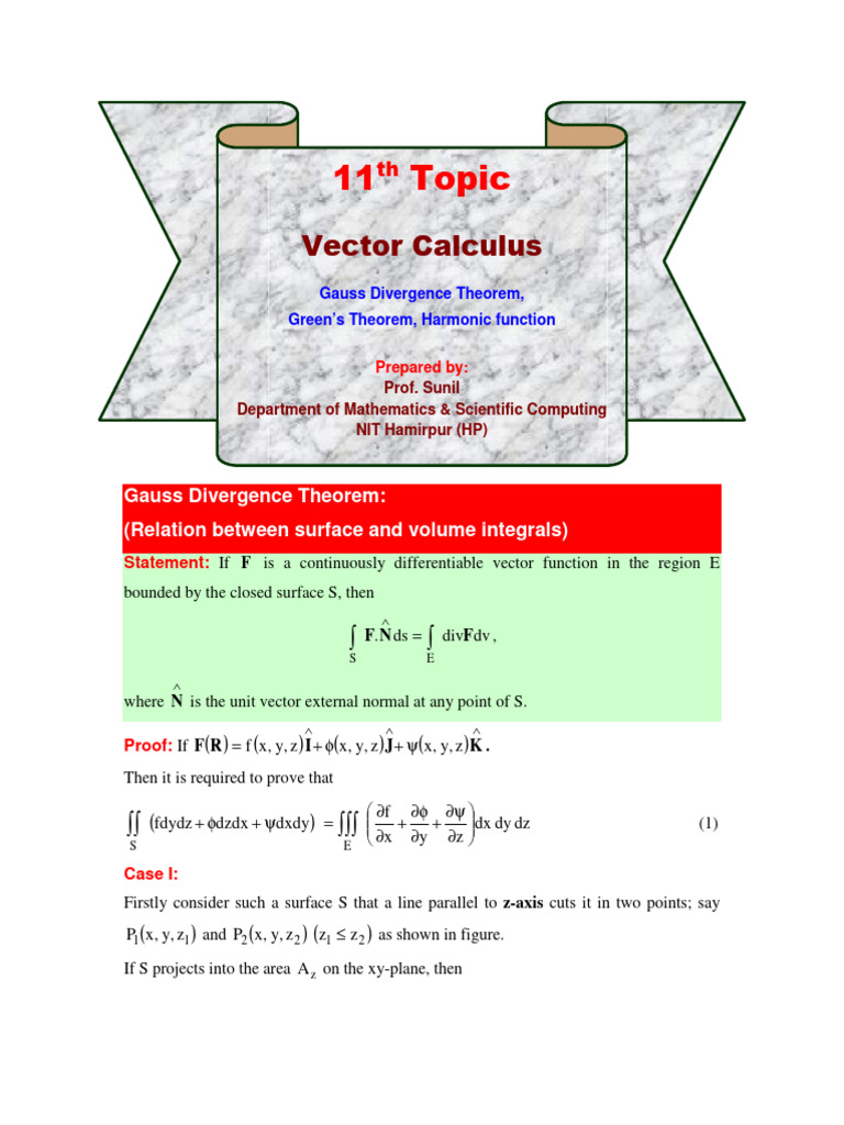 12-Gauss Divergence Theorem | PDF | Divergence | Integral