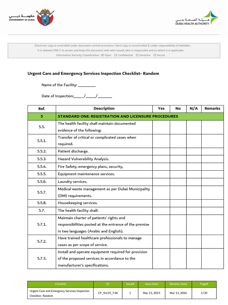 Urgent Care and Emergency Services Checklist - Random 2023323540 | PDF ...