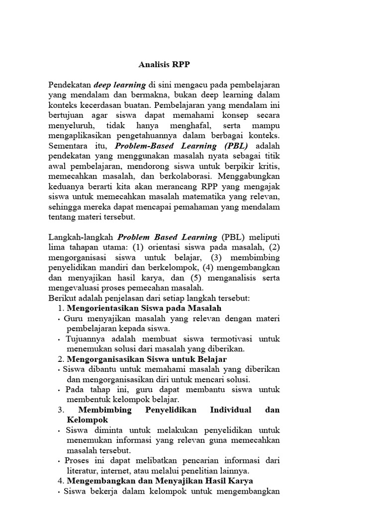 Buka RPP Deep Learning PBL | PDF