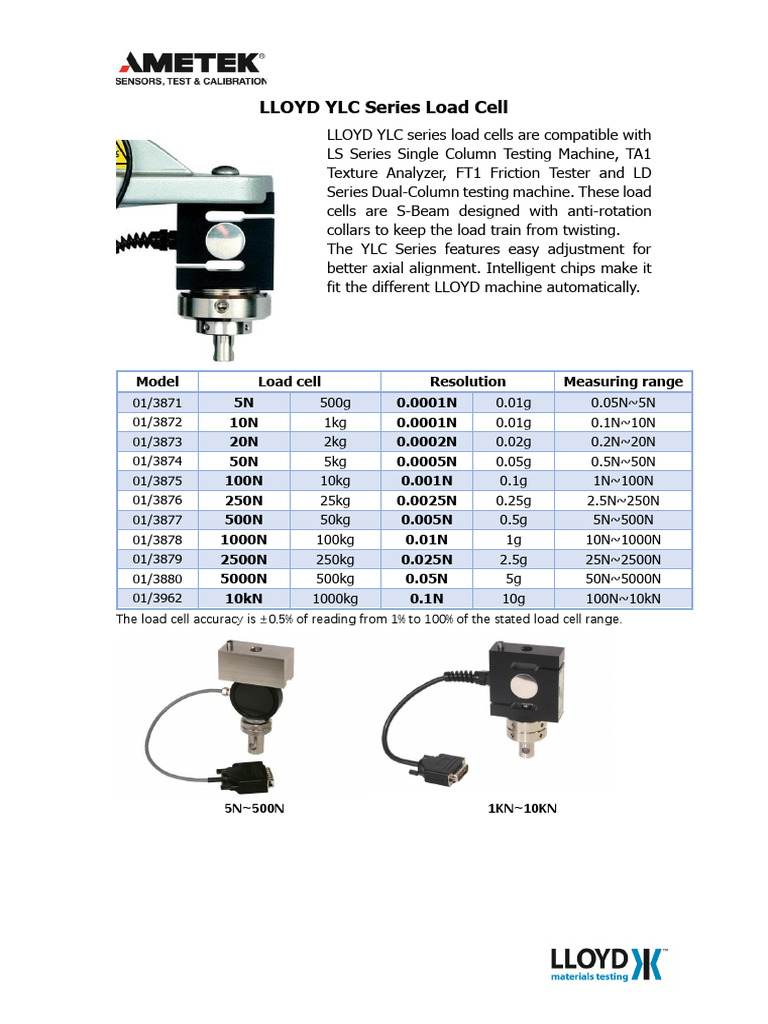 LLOYD YLC Series Load Cell | PDF