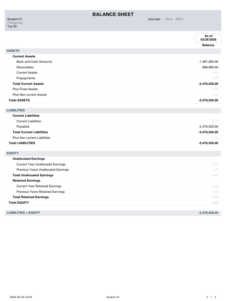 Balance Sheet | PDF