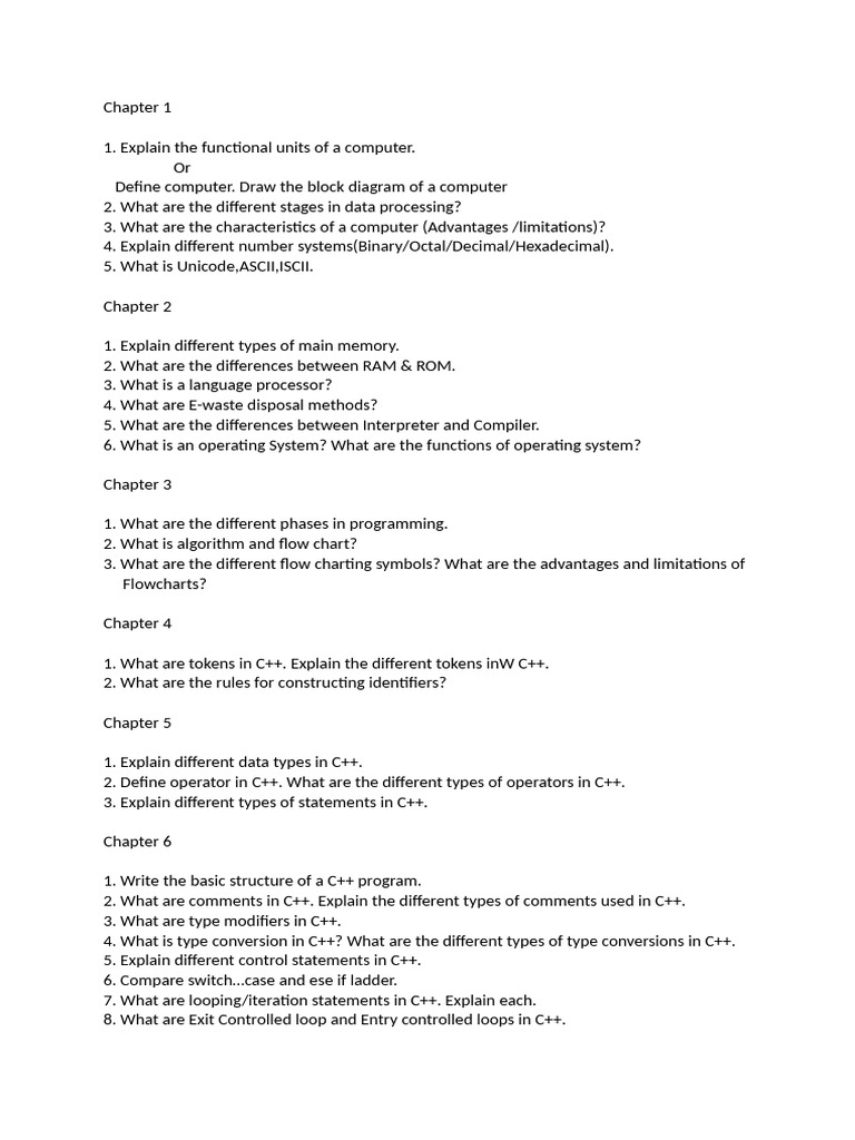 Plus 1 Important Questions | PDF