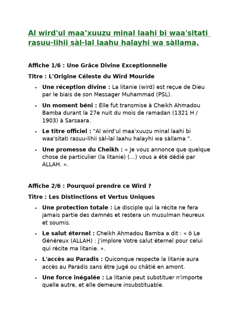 Le Wird Mouride | PDF