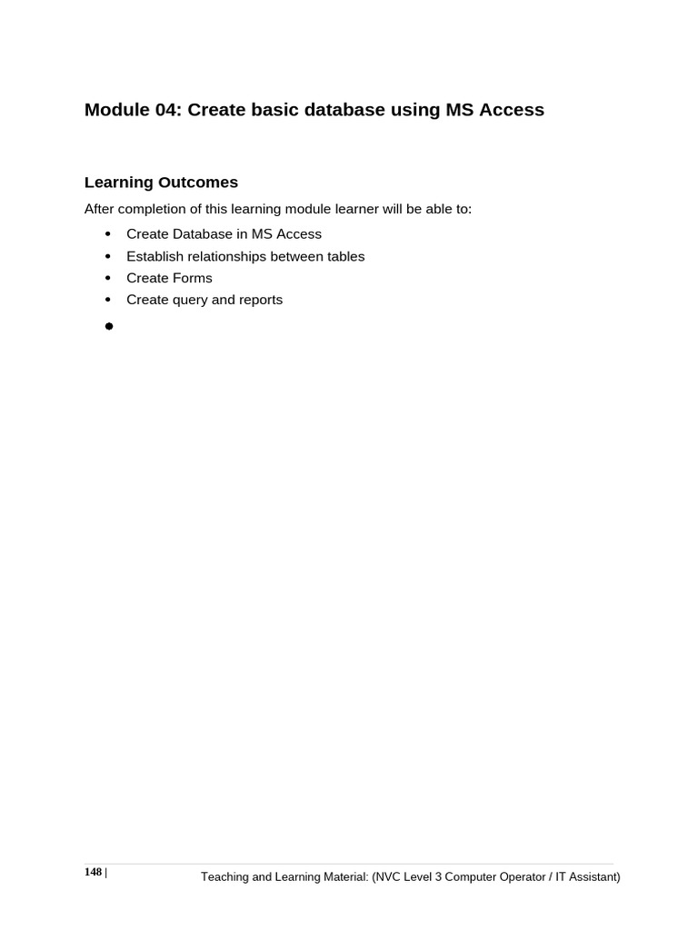 Module 04 Create Basic Database Using MS Access | PDF
