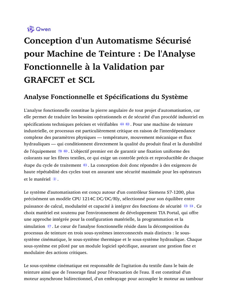 Conception D'un Automatisme Sécurisé Pour Machine de Teinture - de L ...
