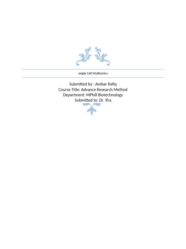Single Cell Multiomics Amber Rafiq | PDF