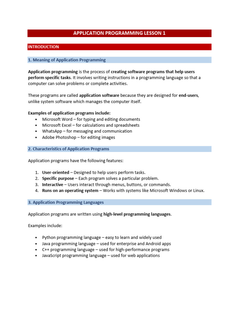 Application Programming Lesson 1-1 | PDF | Graphical User Interfaces ...