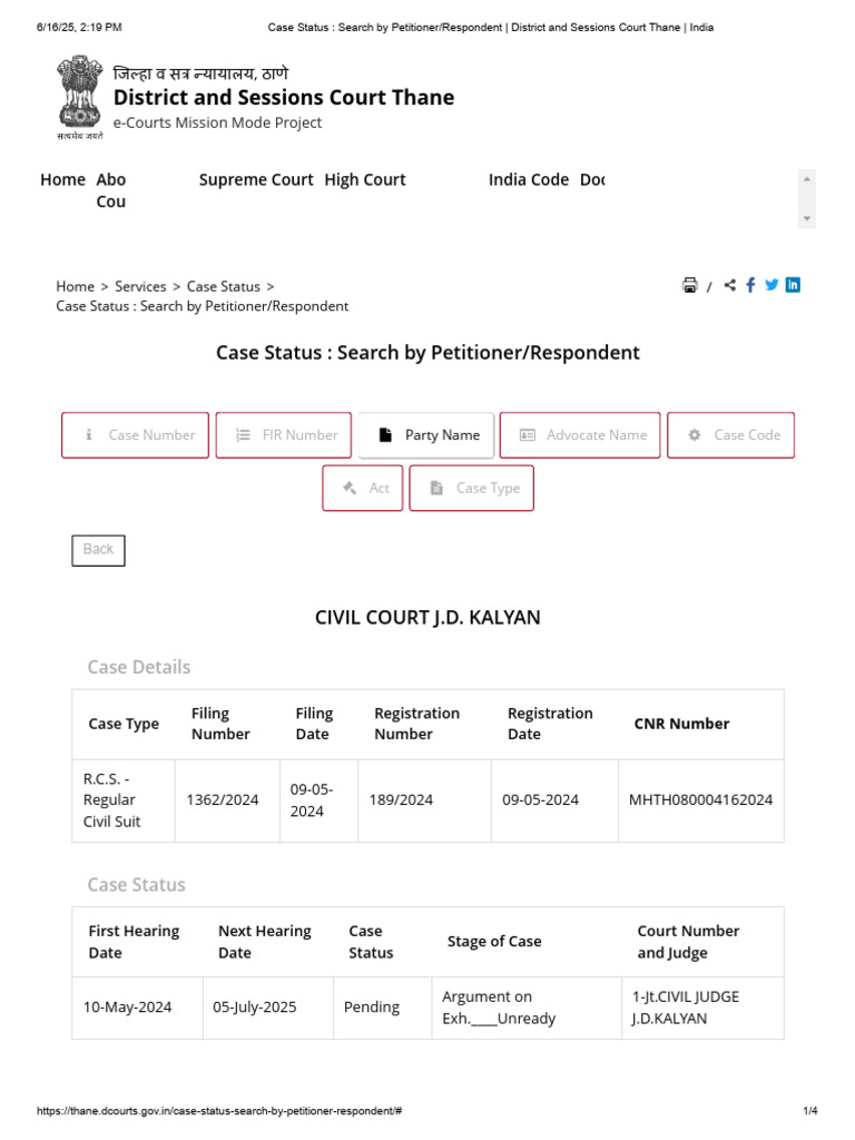 Case Status - Arun Dere & Sumitra Dere Vs Sai Balaji | PDF