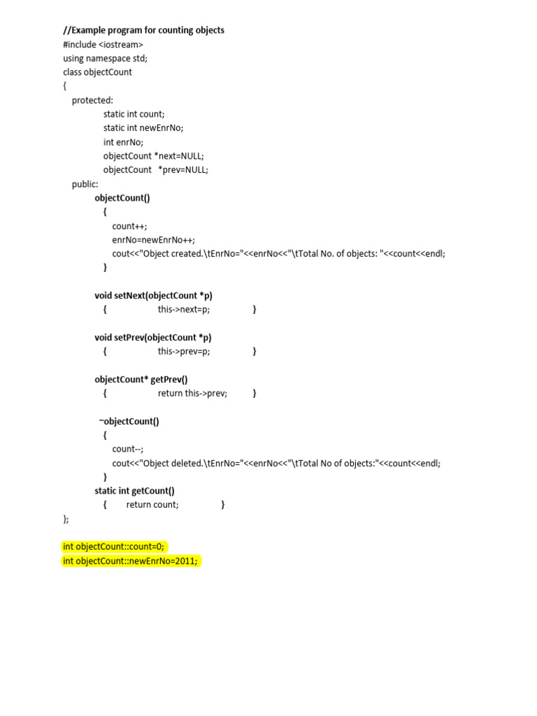Example Program For Counting Objects | PDF
