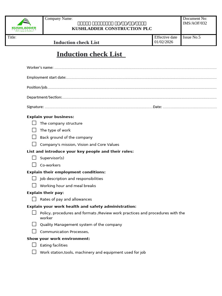 032 - Induction Program Format | PDF | Business