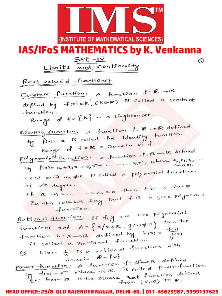 Set-4 Limits and Continuity | PDF