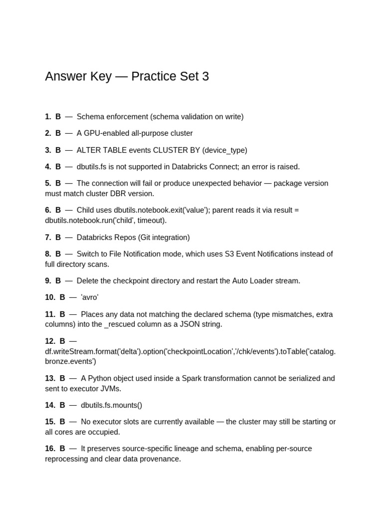 Exam Set 3 Answer Key | PDF
