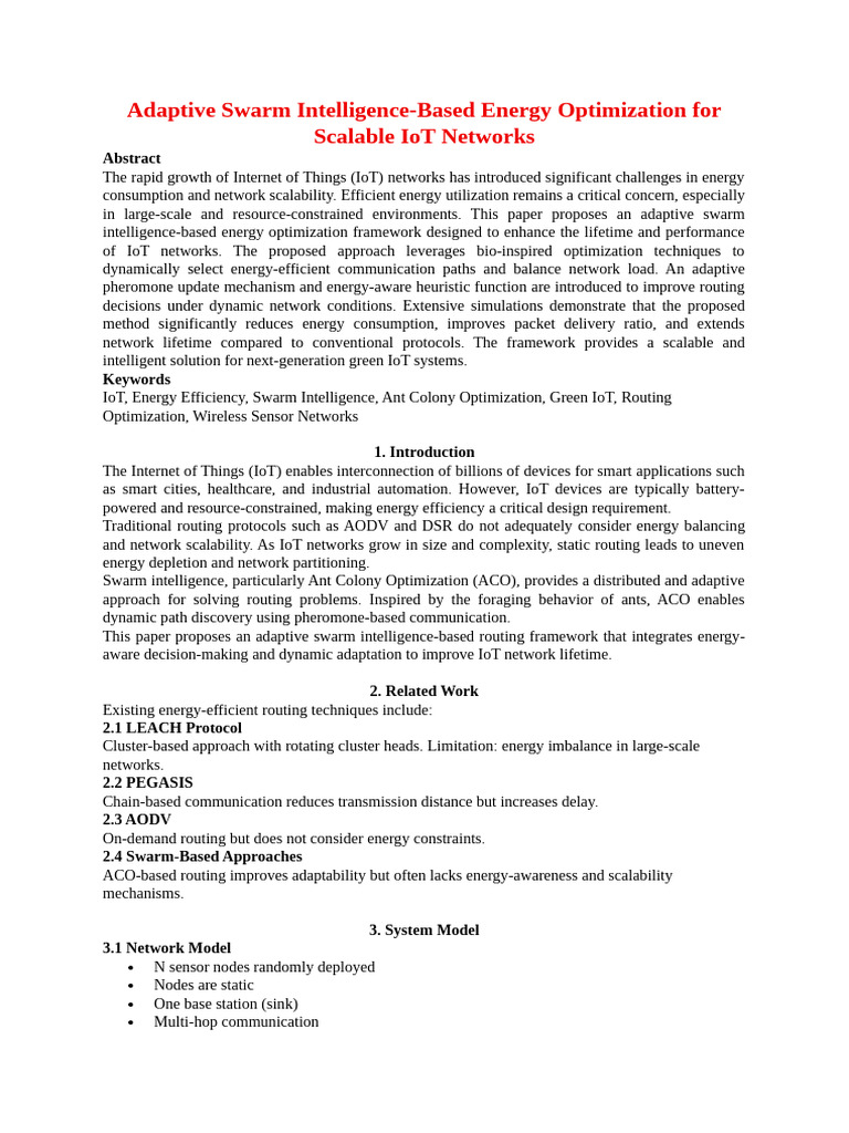 Adaptive Swarm Intelligence | PDF
