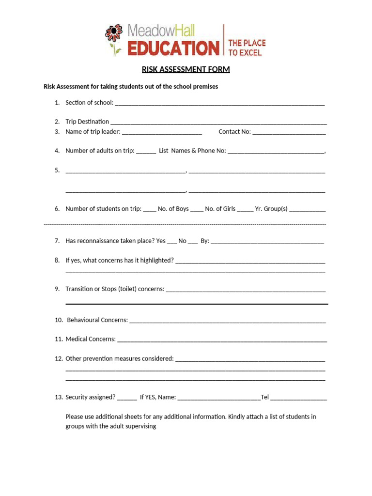 Risk Assessment Form | PDF