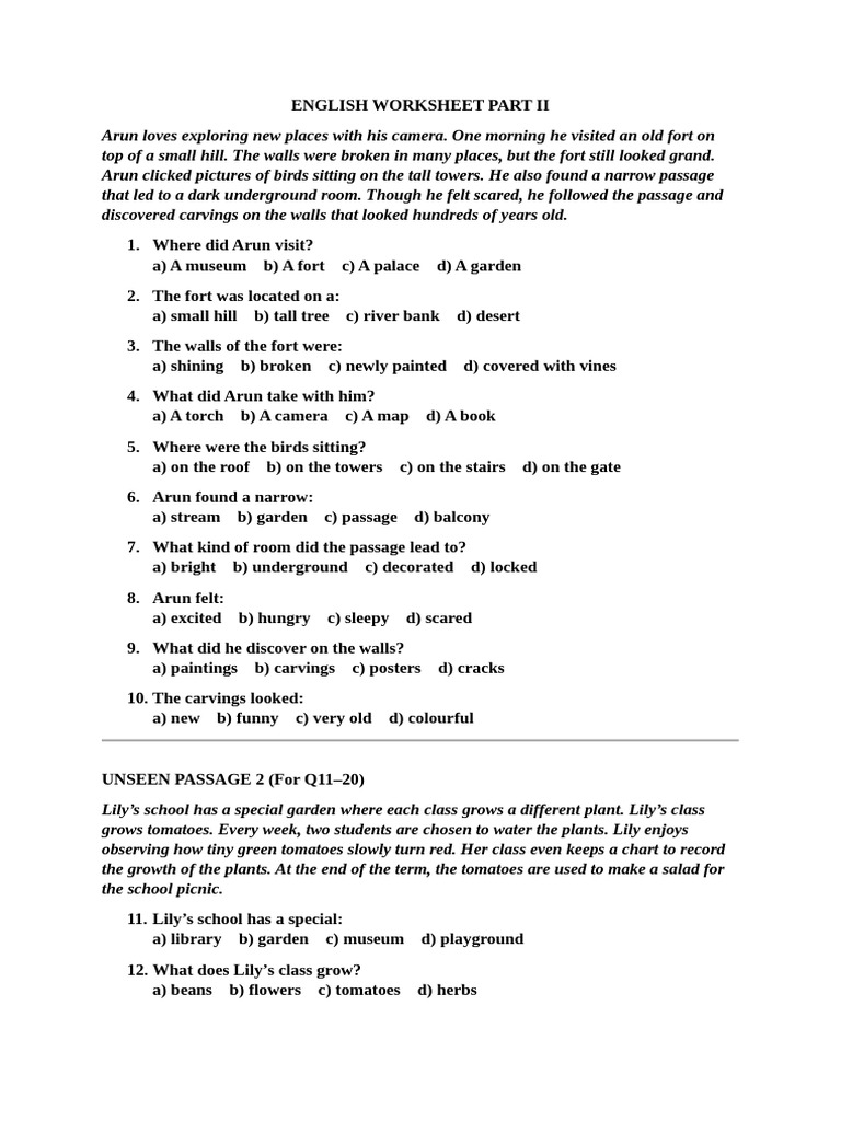 English Worksheet Part II | PDF | Adjective | Adverb