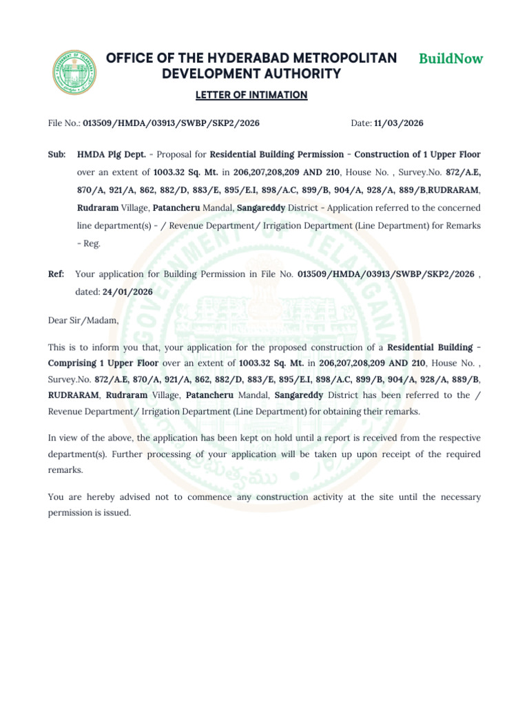 Letter of Intimation | PDF