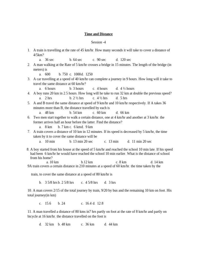 Time and Distance | PDF | Speed | Velocity