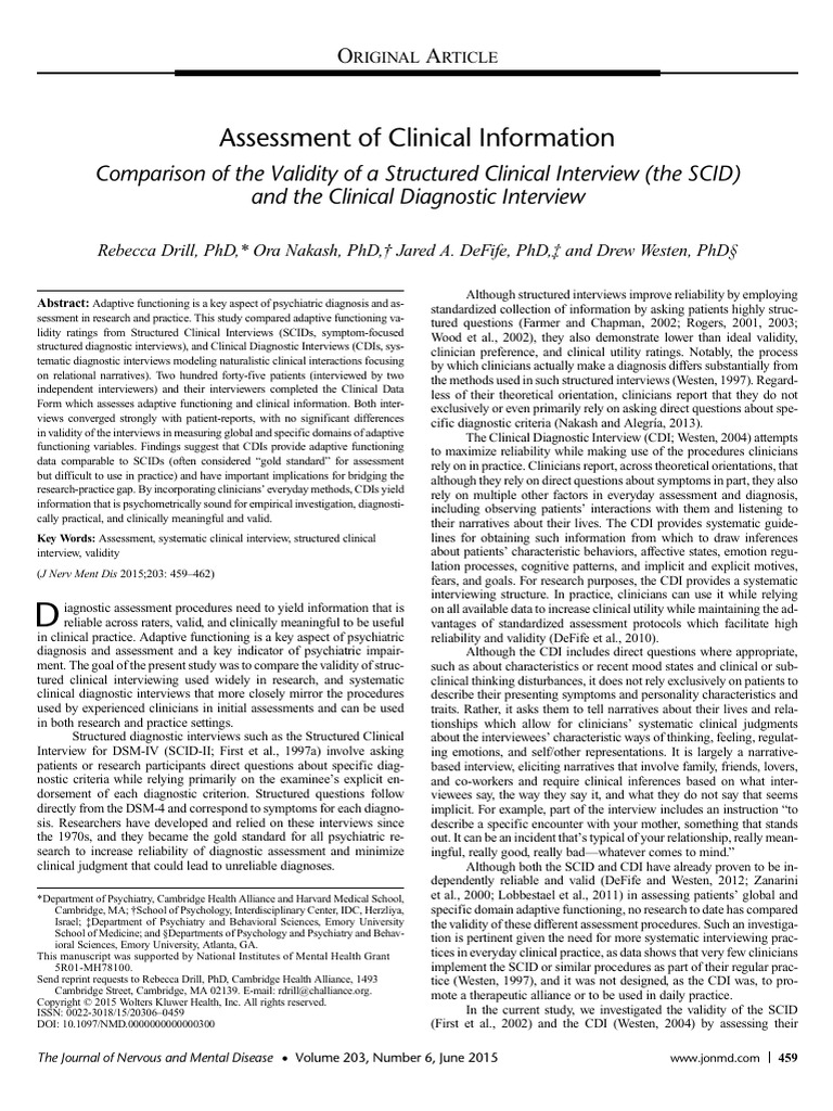 Assessment of Clinical Information Comparison Of.10 | PDF