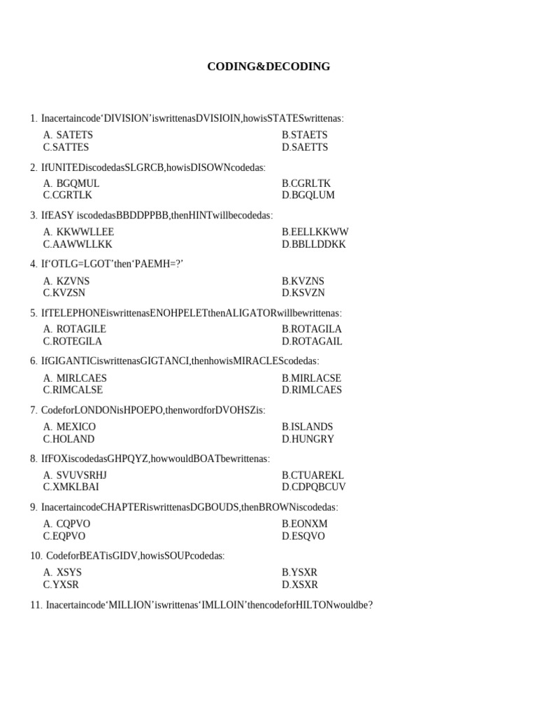 VIIT - 27 Coding and Decoding Test | PDF | Chess Theory | Chess