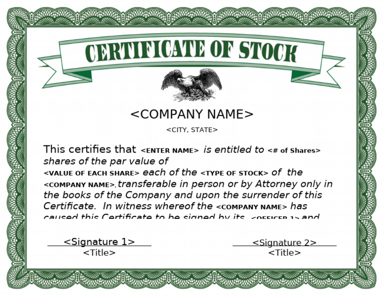 Stock Certificate and Common Stock | PDF