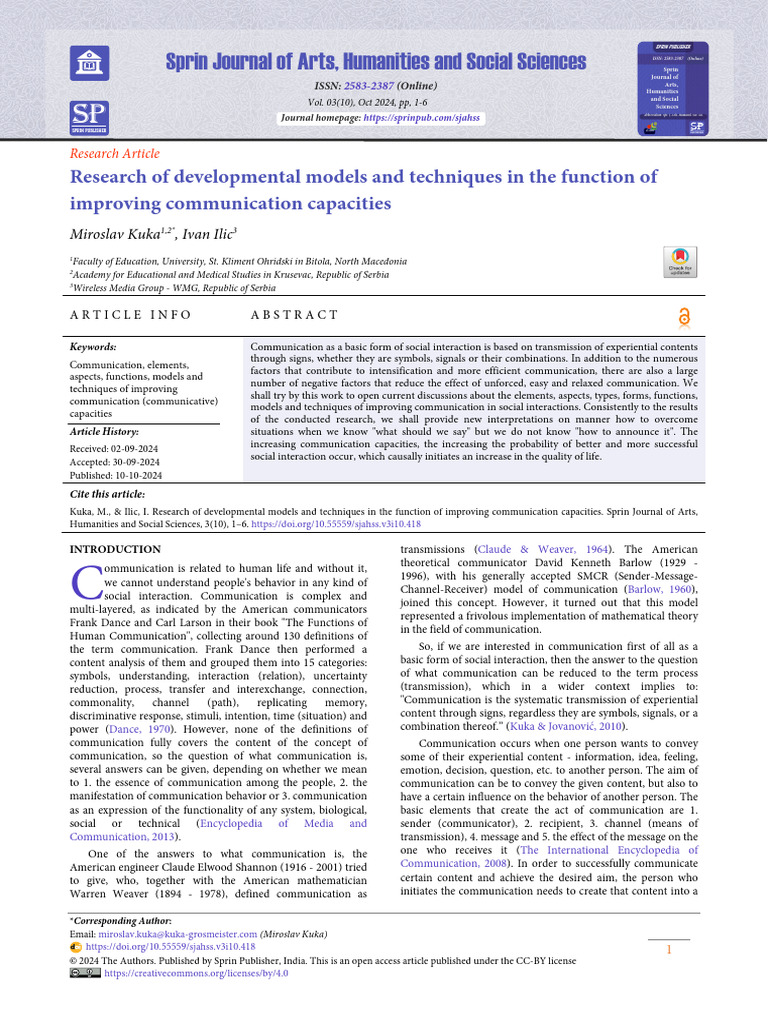 Research of Developmental Models and Techniques in The Function of ...