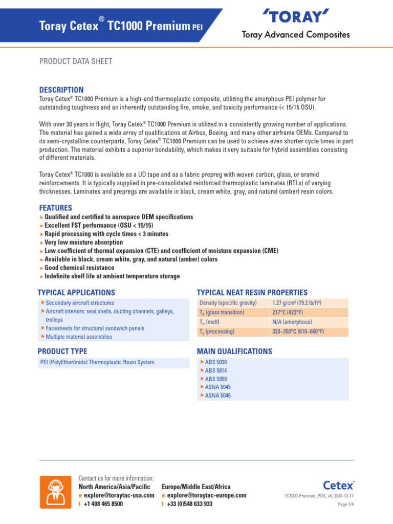 Toray Cetex TC1000 Premium PEI PDS | PDF