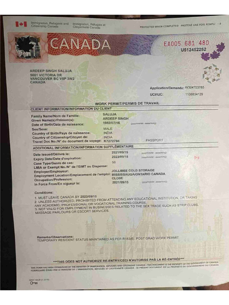 Ardeep Work Permit | PDF