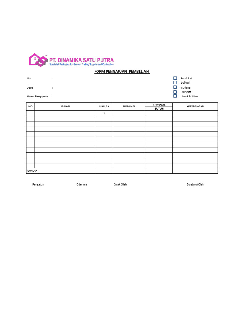 Form Pengajuan Pebelian DSP | PDF