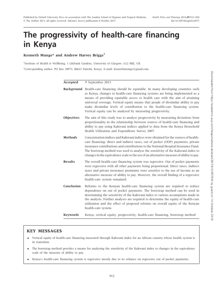 Health Care Financing in Kenya | PDF