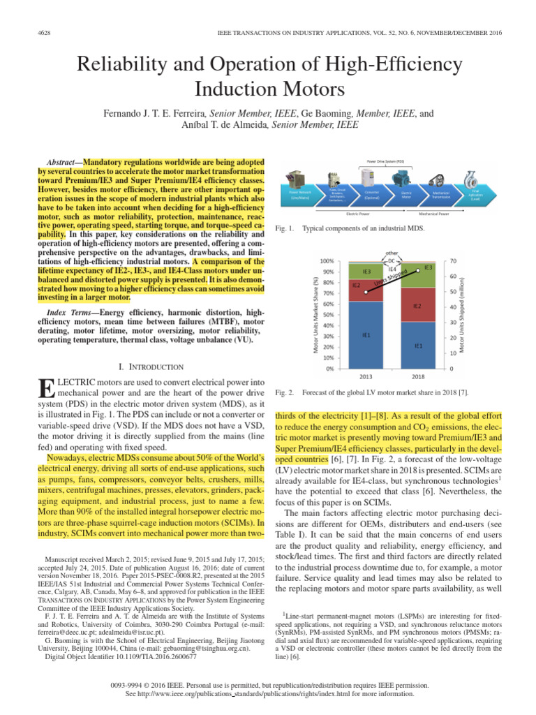 Reliability and Operation of High-Efficiency Induction Motors | PDF
