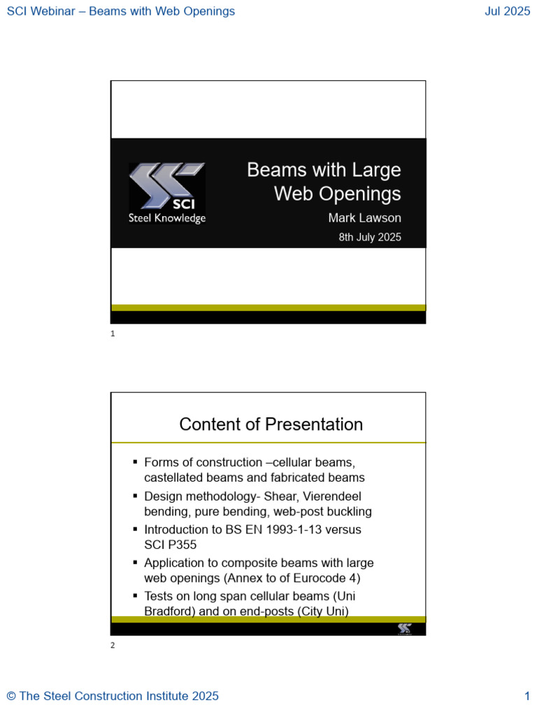 PDF Handouts - Beams With Large Web Openings (Jul 2025) | PDF | Beam ...