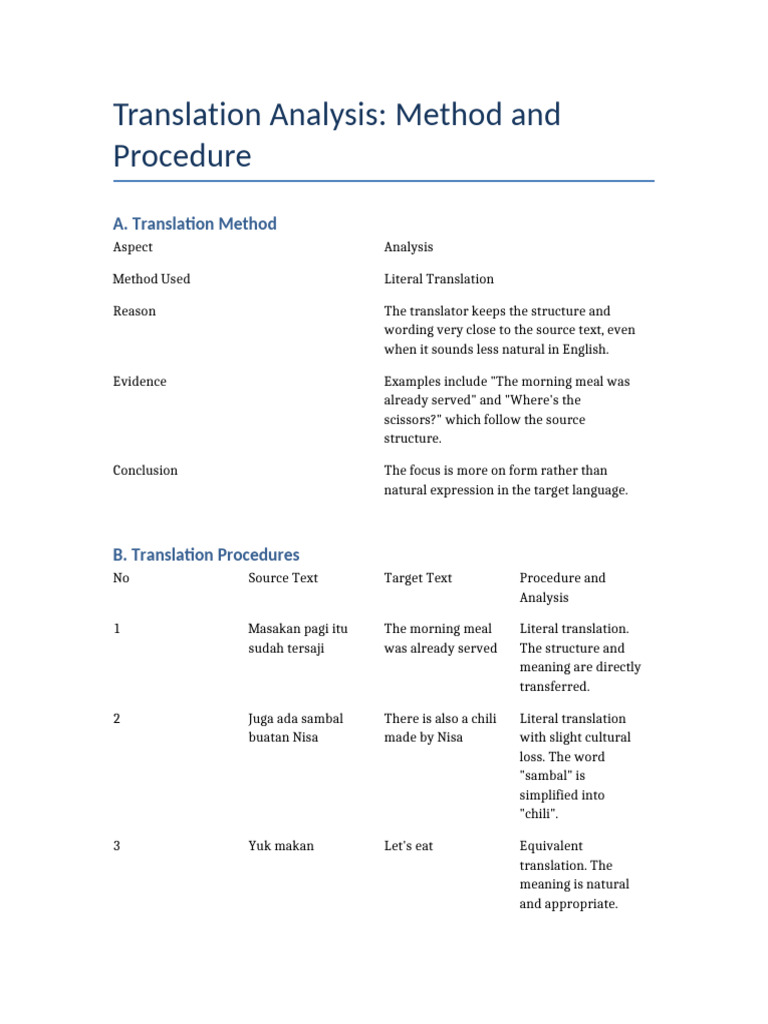 Translation Analysis | PDF