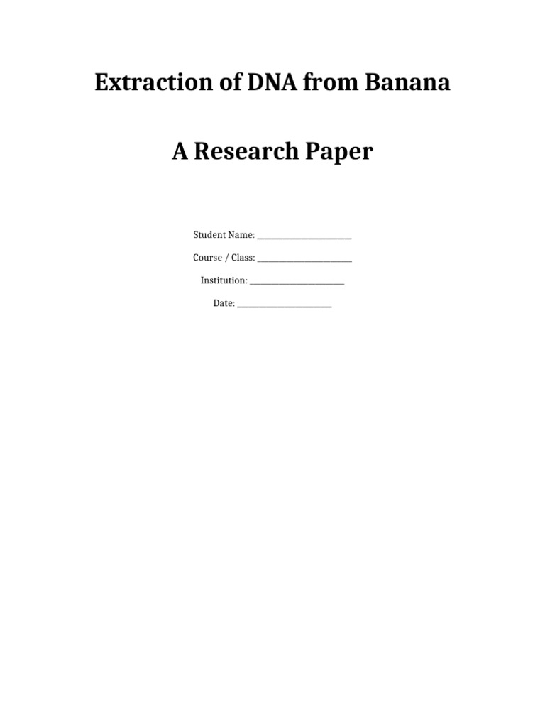 Banana Dna Extraction Research Paper | PDF