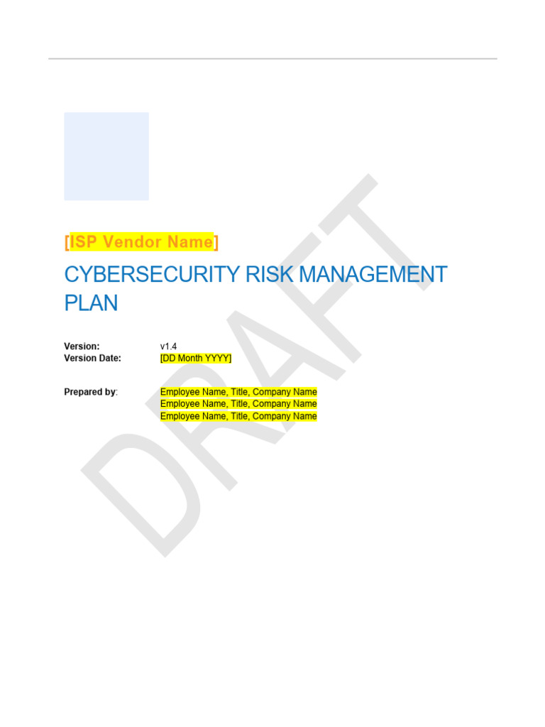 Bead Cybersecurity Risk Management Plan Template | PDF