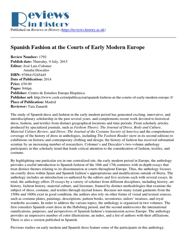 Spanish Fashion at The Courts of Early M | PDF