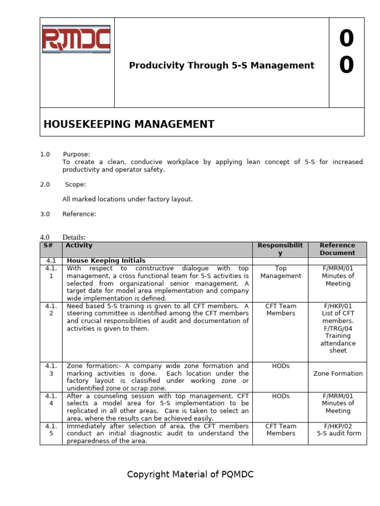 09 Housekeeping Management Prep | PDF