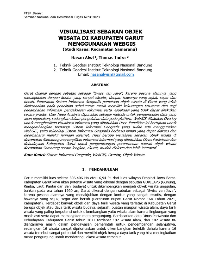 Visualisasi Sebaran Objek Wisata Di Kabupaten Garut Menggunakan Webgis ...