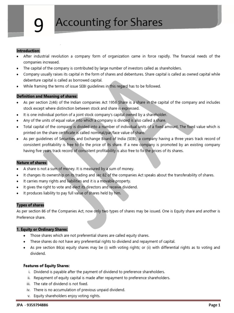 XII Ac JPA Issue of Shares Notes | PDF
