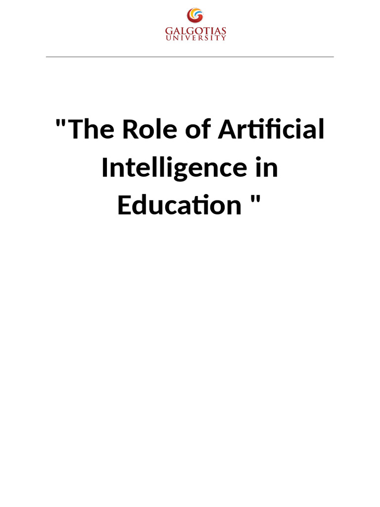 The Role of Artificial Intelligence in Education | PDF | Artificial ...