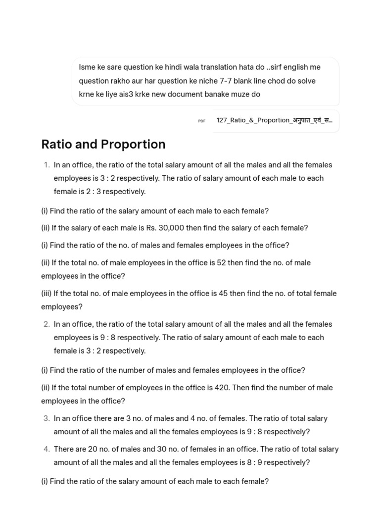 Ratio and Proportion Practice Questions - Grok | PDF