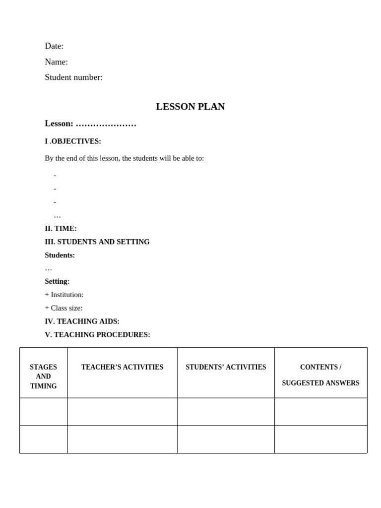 Lesson Plan (File Word) | PDF